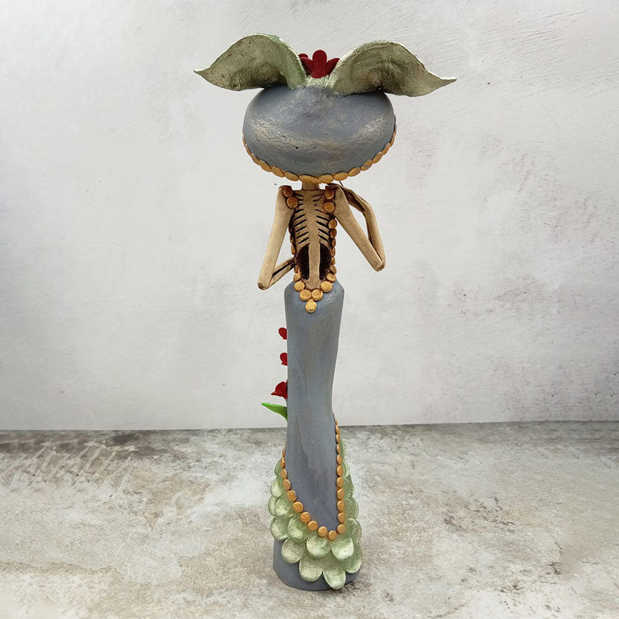 Catrina vestido y sombrero gris