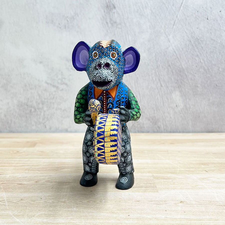 Blue alebrije monkey with drum