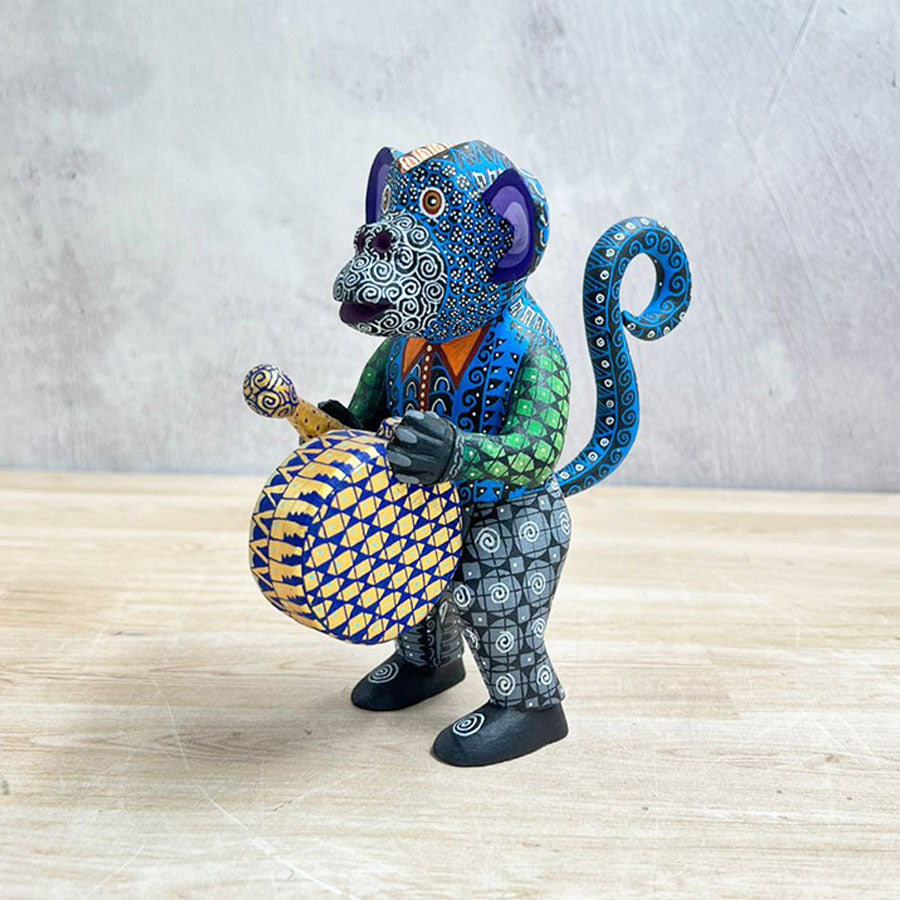 Blue alebrije monkey with drum