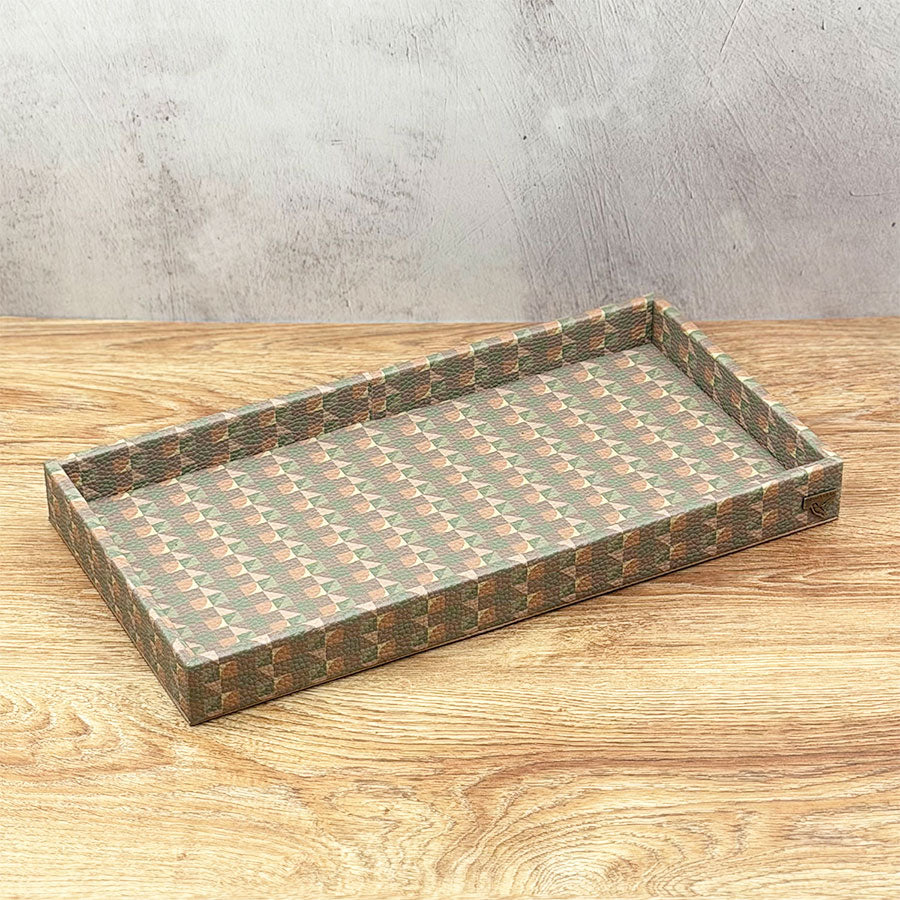 Thin and decorated rectangular tray