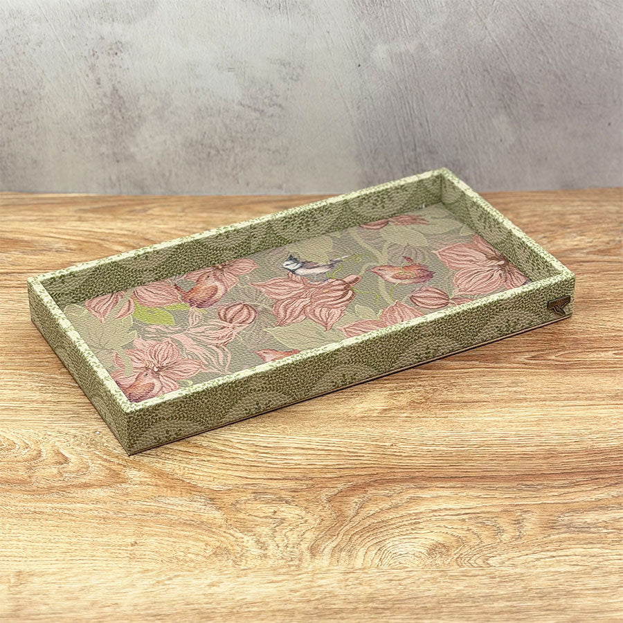 Thin and decorated rectangular tray