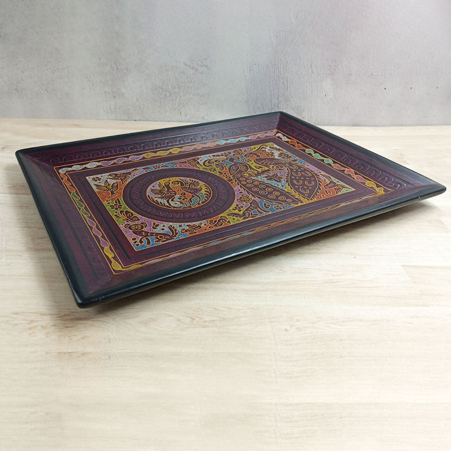 Olinalá lacquerware tray #3 with animals design