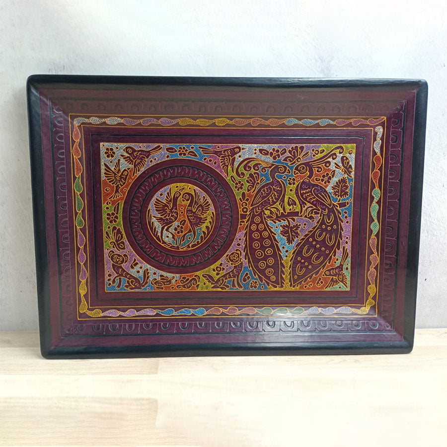 Olinalá lacquerware tray #3 with animals design