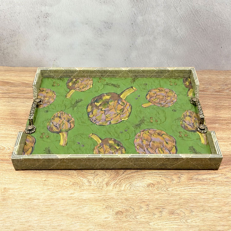 Large rectangular tray with handles