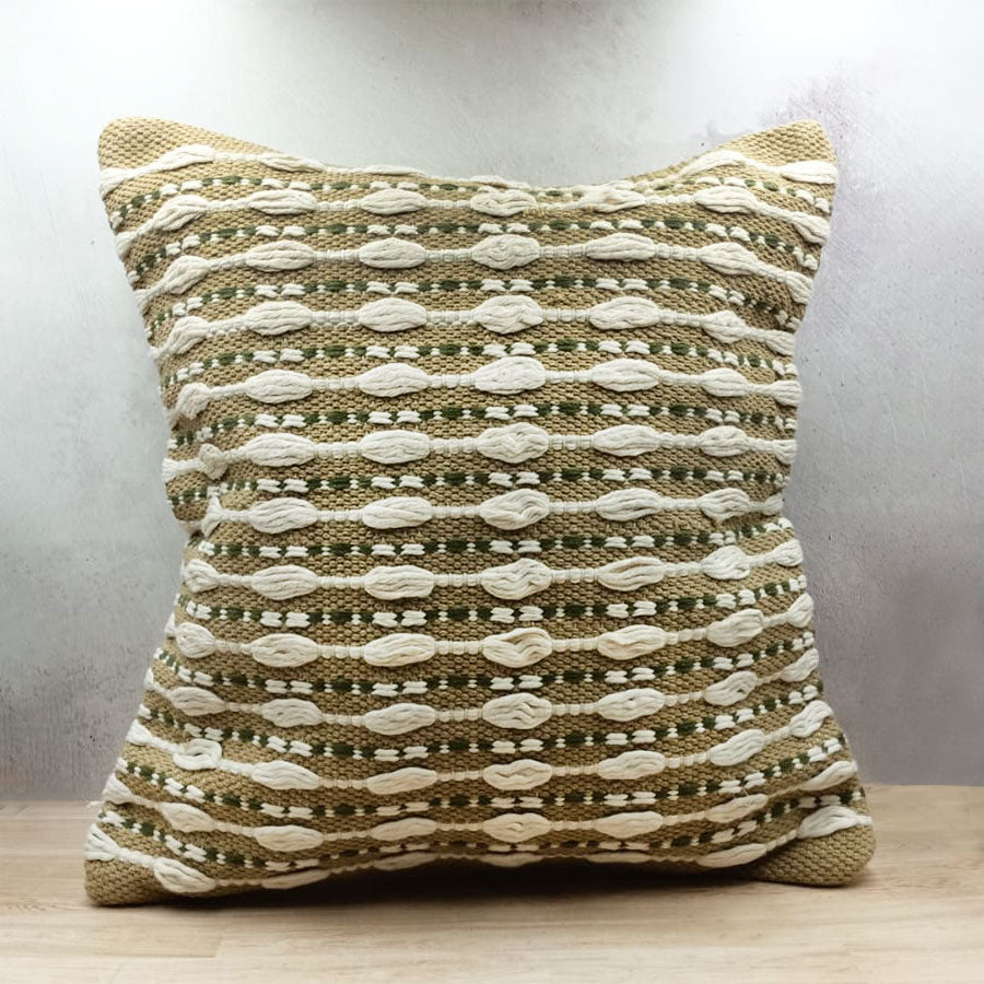 Cushion cover in neutral tones with lines