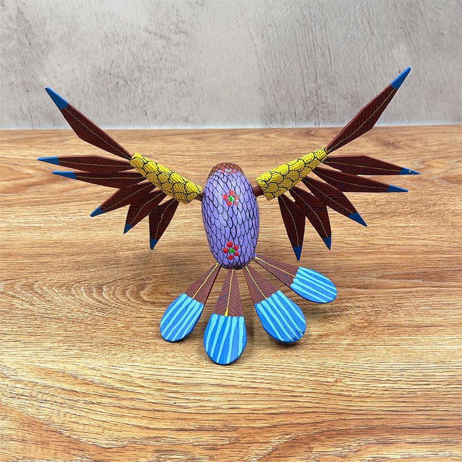 Colibrí alebrije morado y café
