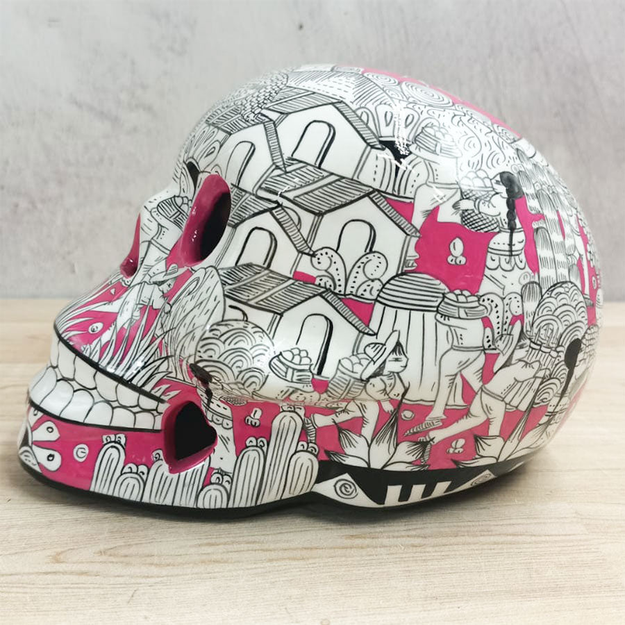 White and pink decorated skull