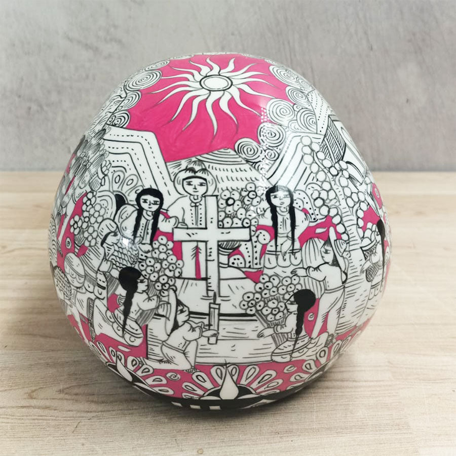 White and pink decorated skull