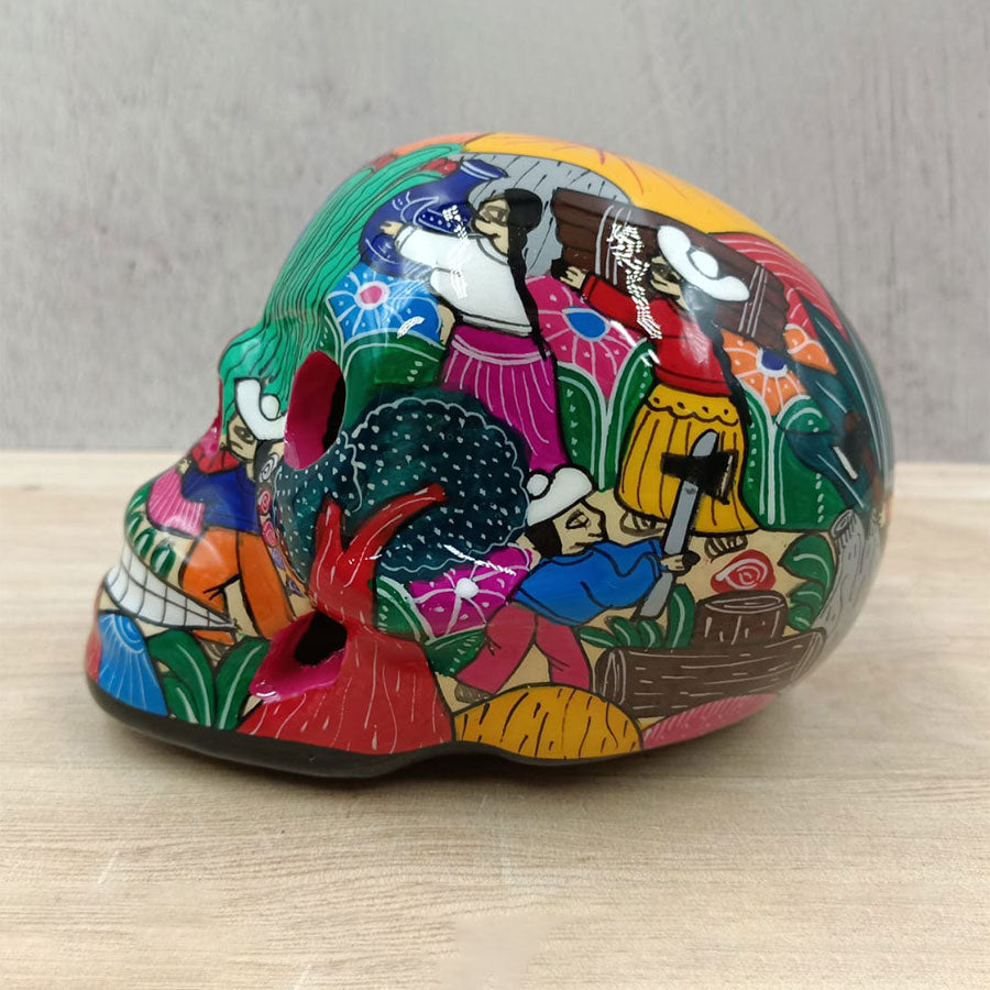 Cráneo con escenas de campo mediano