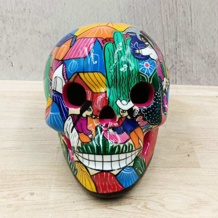 Cráneo con escenas de campo mediano