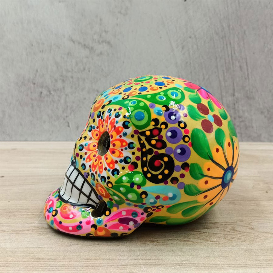 Cráneo con flores de colores chico