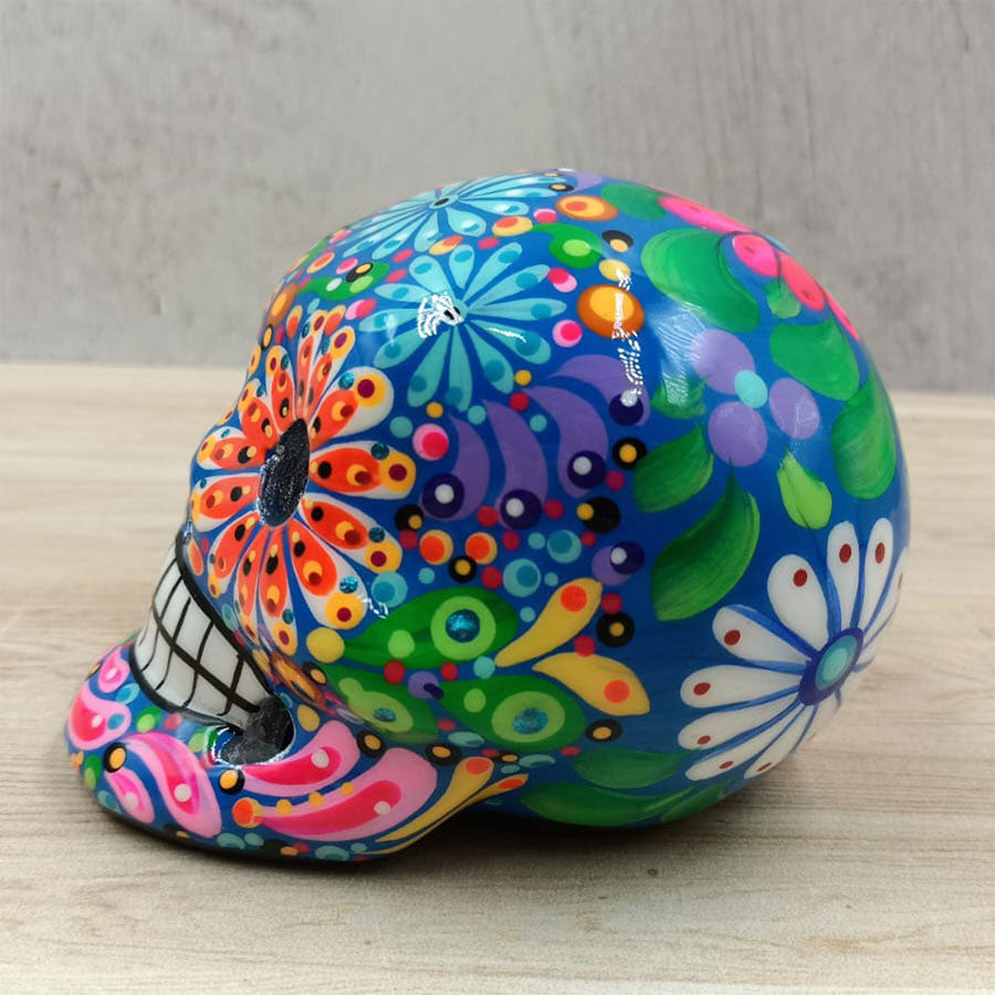 Cráneo con flores de colores chico