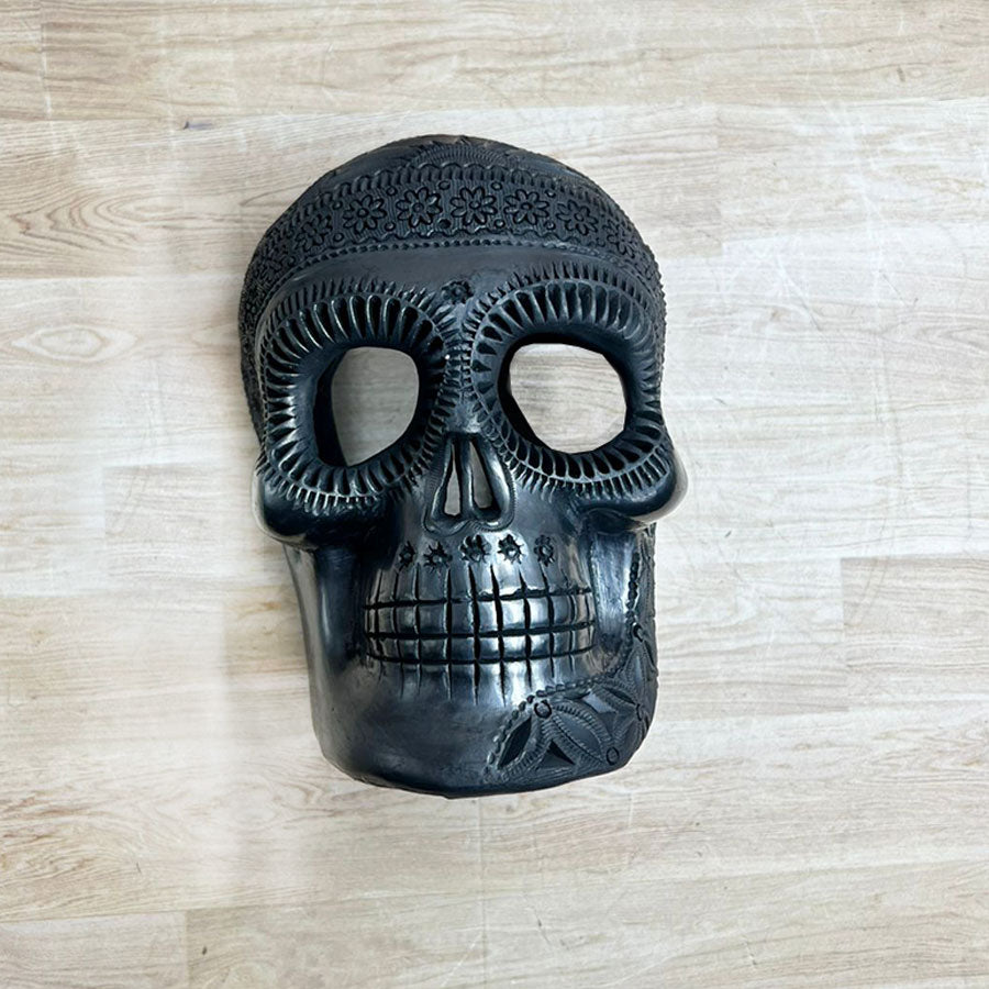 Openwork skull in black clay