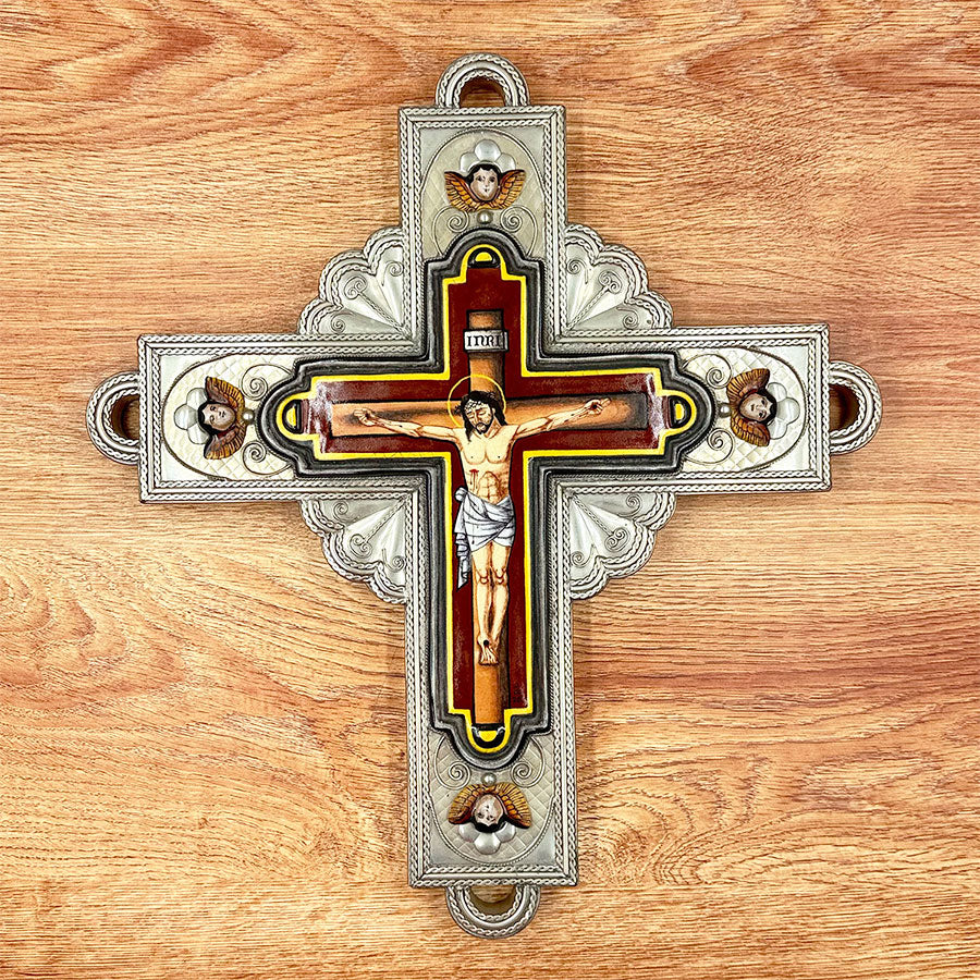 Brown cross with angels