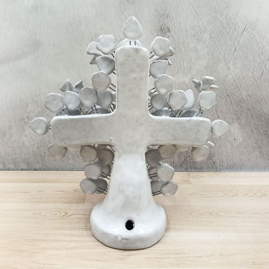 White cross with flowers, little birds and butterflies #20