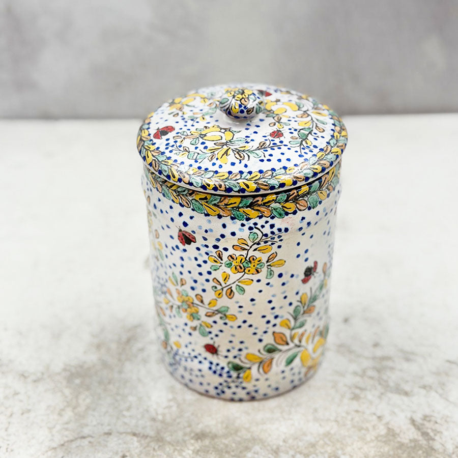 Spice jar with ladybug design