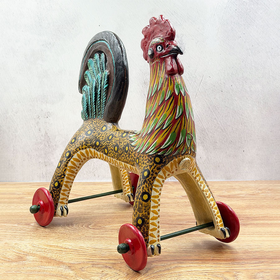 Rooster with wheels