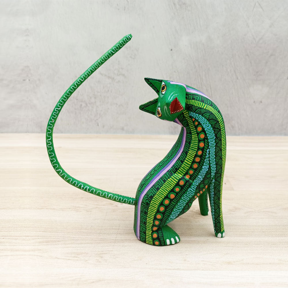 Green alebrije cat