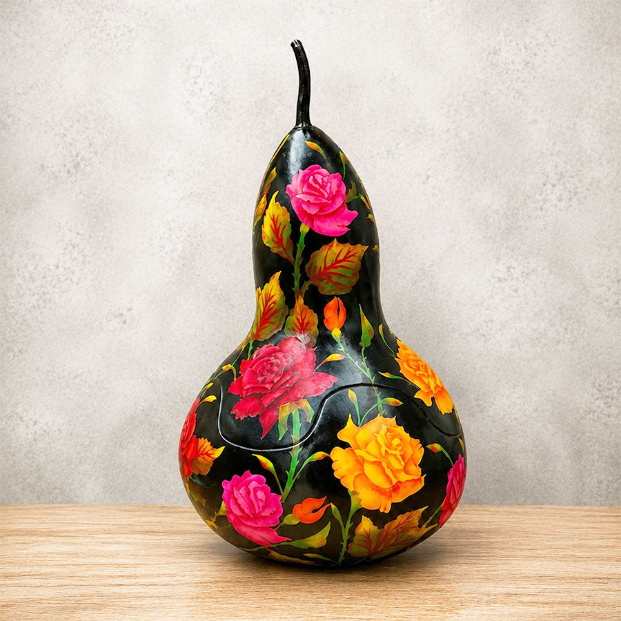 Black gourd with roses