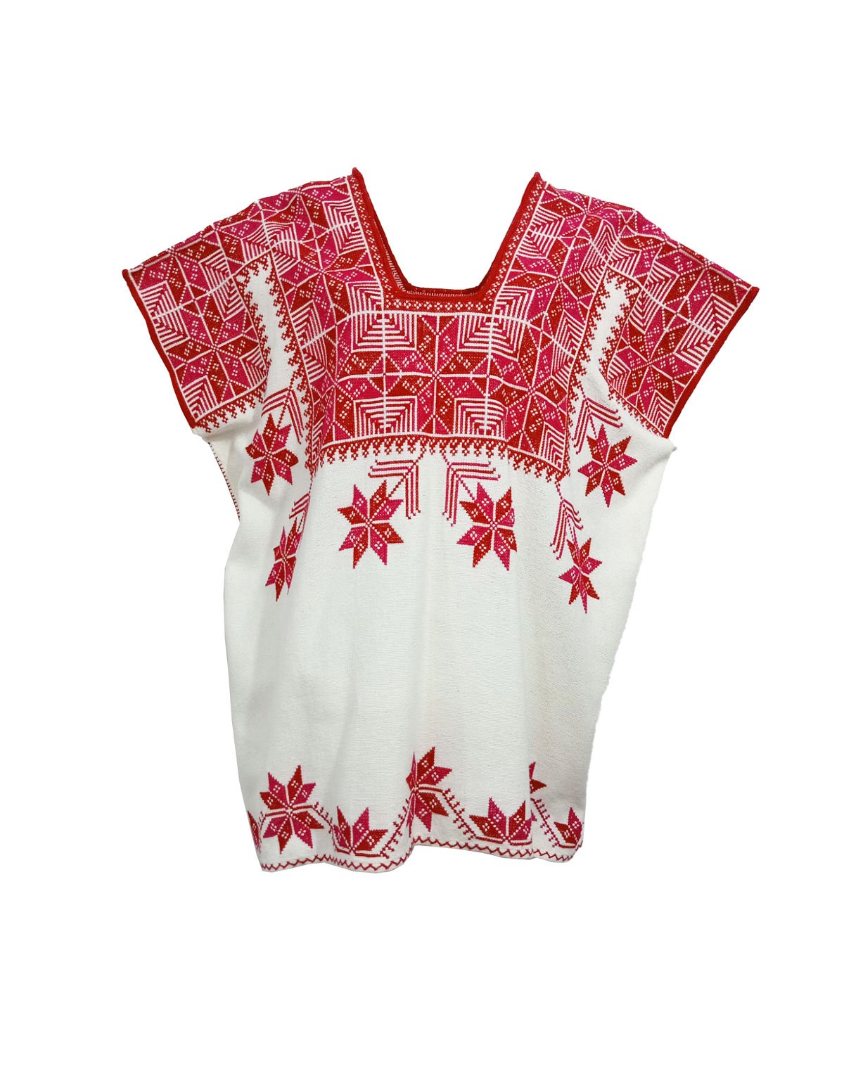 Blusa huanengo blanca con rojo