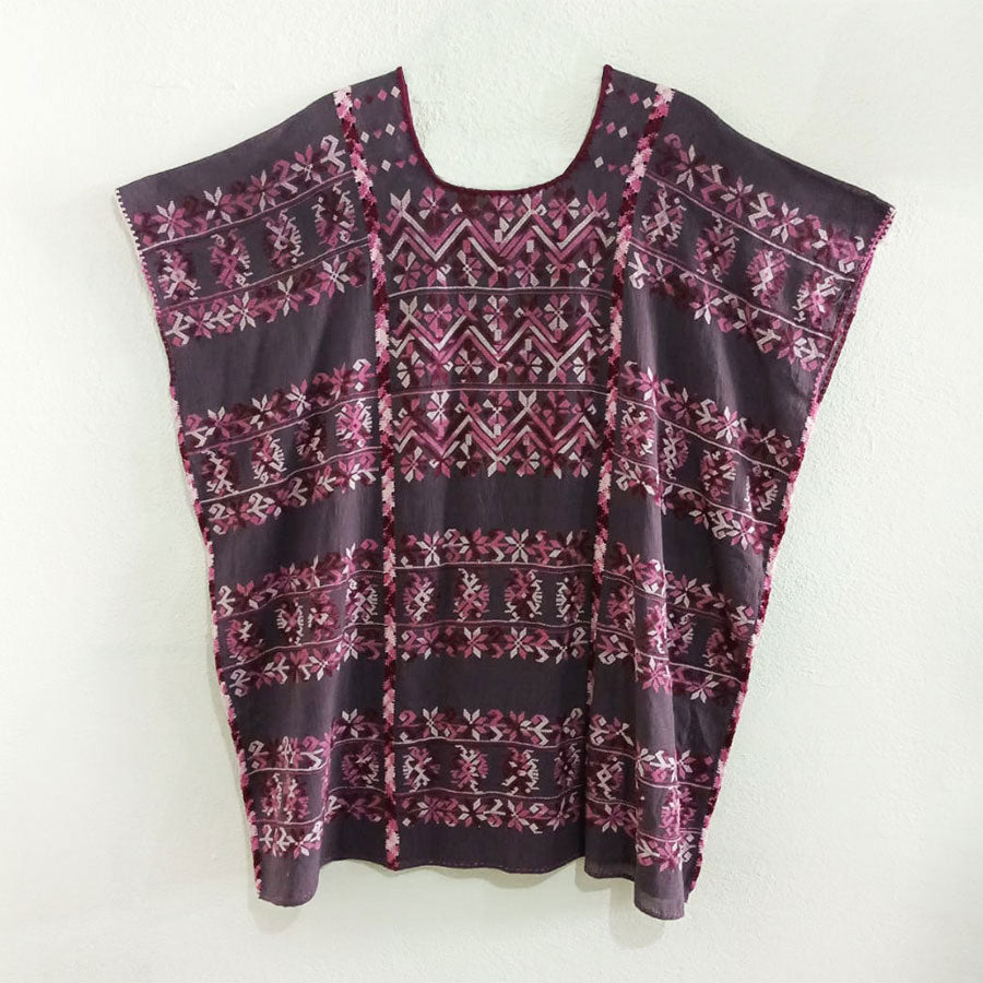 Short purple amuzgo huipil
