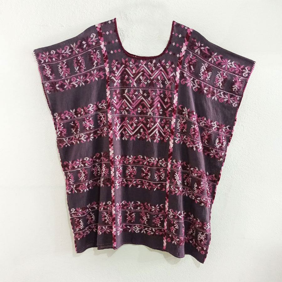 Short purple amuzgo huipil