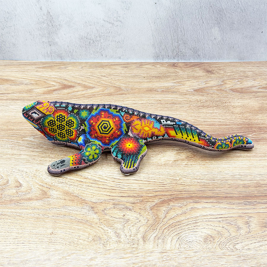 Iguana with Huichol design