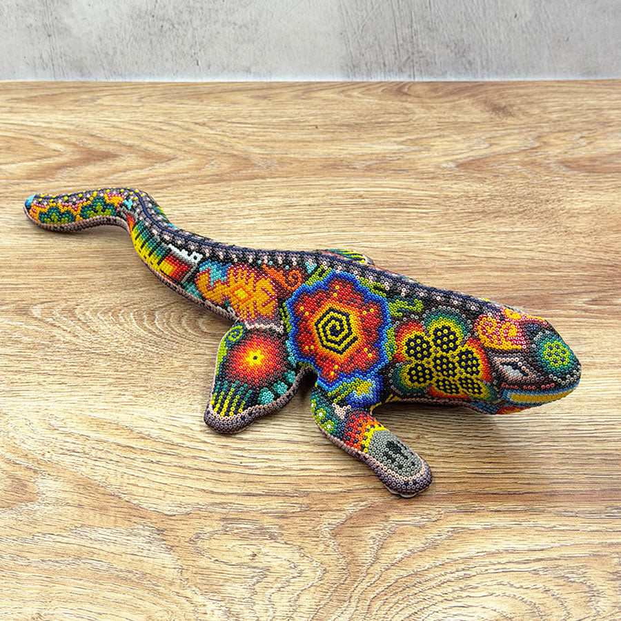 Iguana with Huichol design
