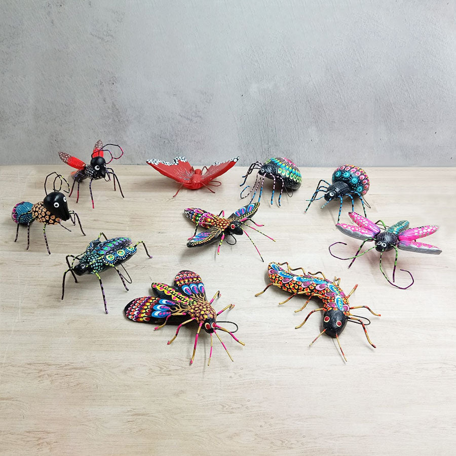Insects made of painted clay