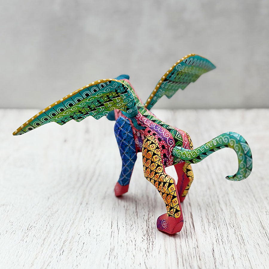 Jaguar alebrije with green wings