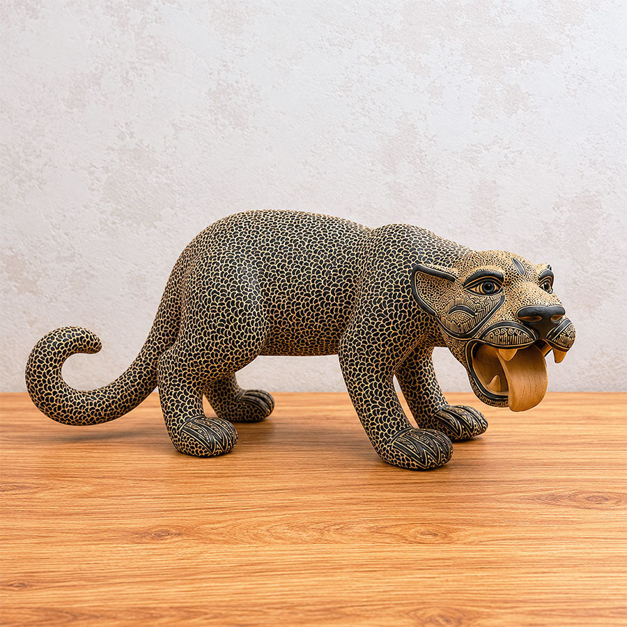 Beige jaguar stalking