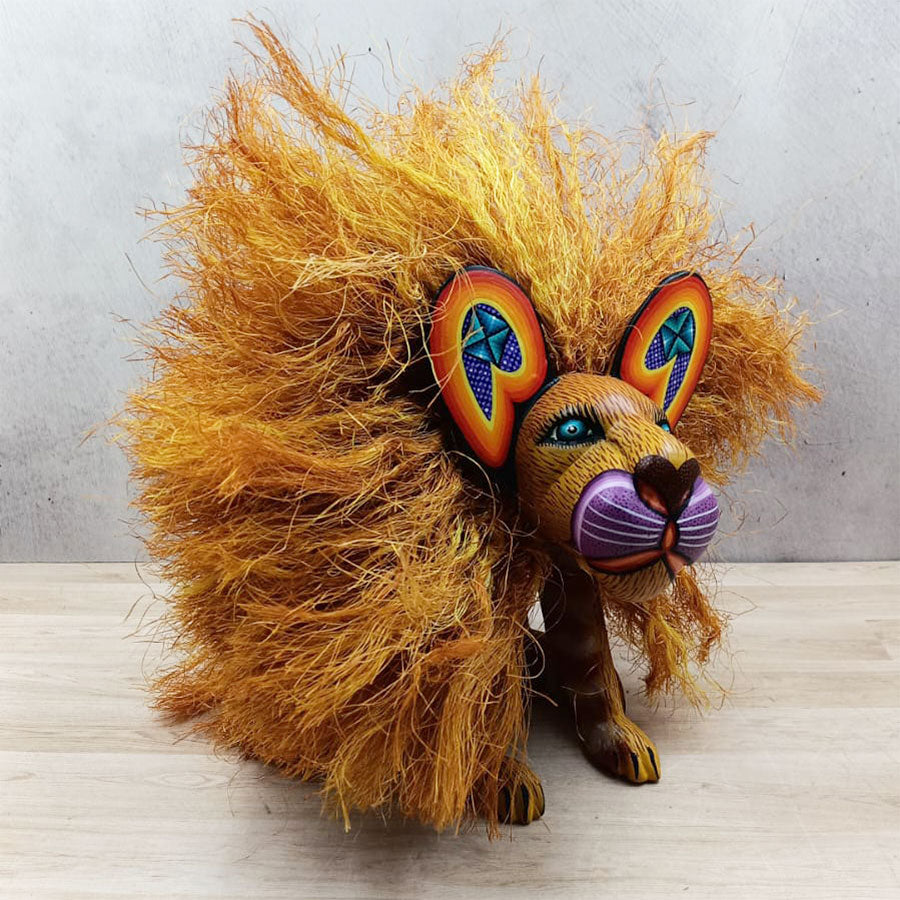 Seated alebrije lion