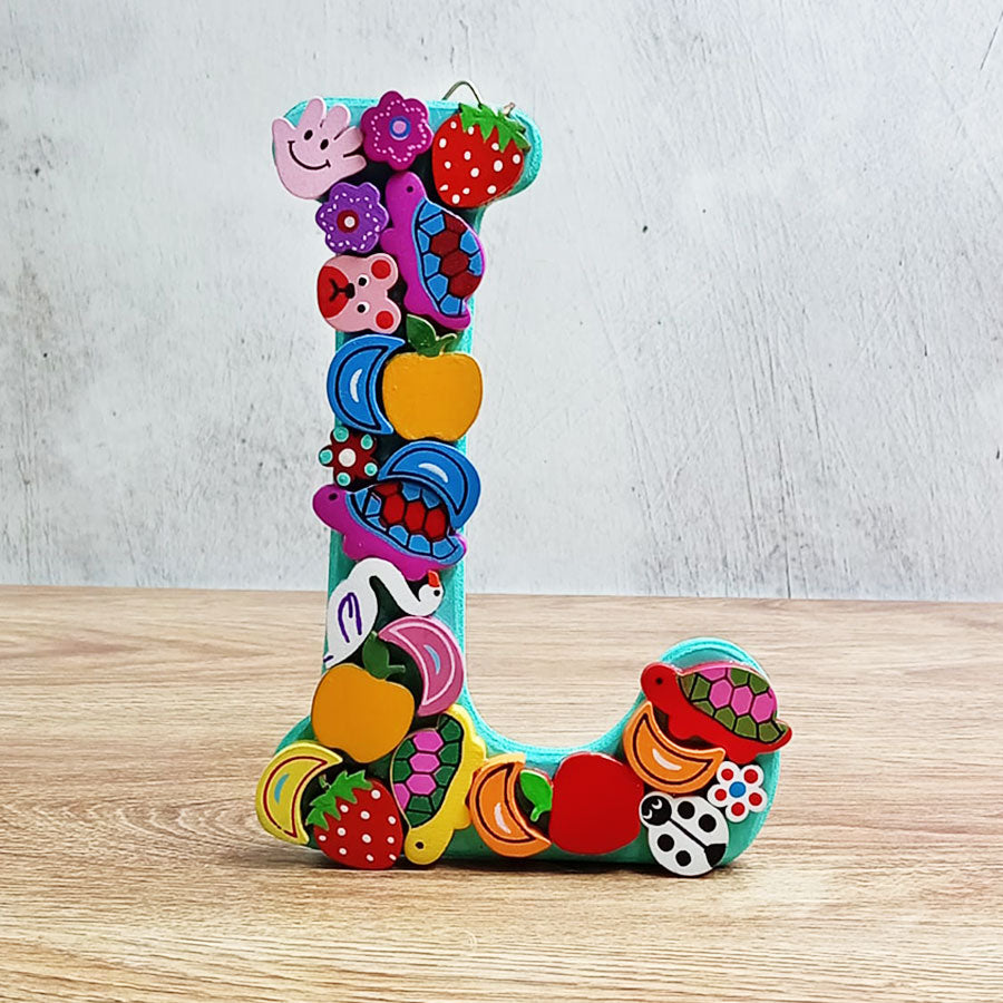 Letras del abecedario con figuritas de colores, de "H" a "M"