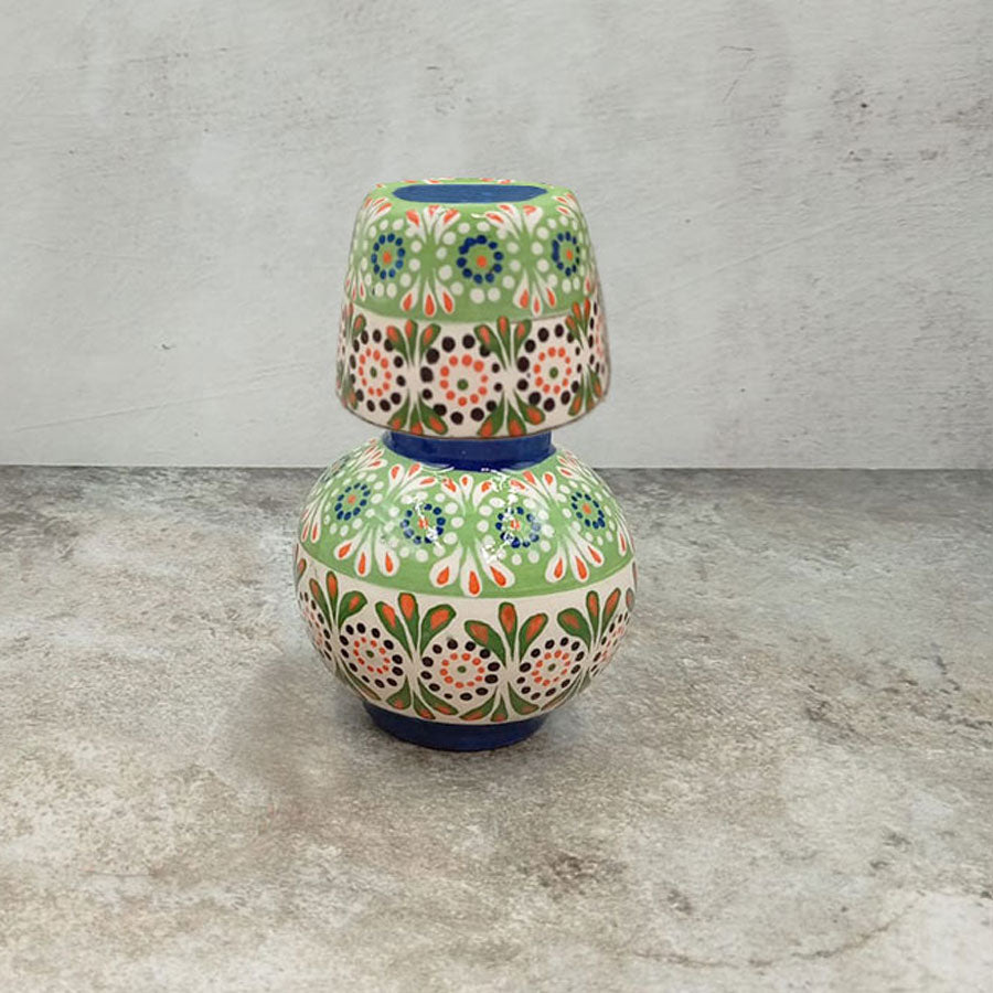 Small decorated decanter and tumbler