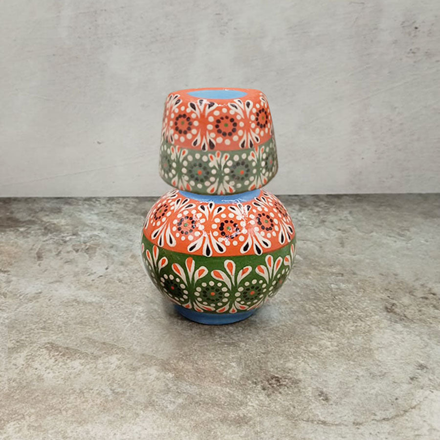 Small decorated decanter and tumbler