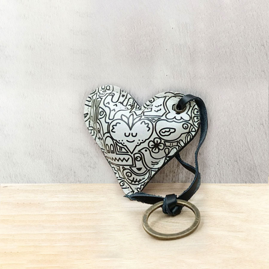Decorated heart keychain