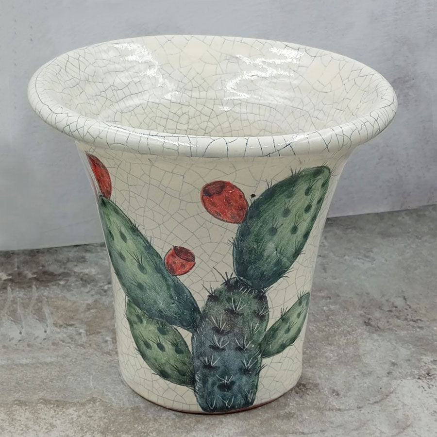 Decorated beige flowerpot