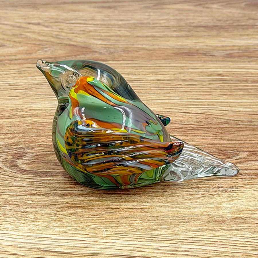 Pajarito de vidrio soplado de colores