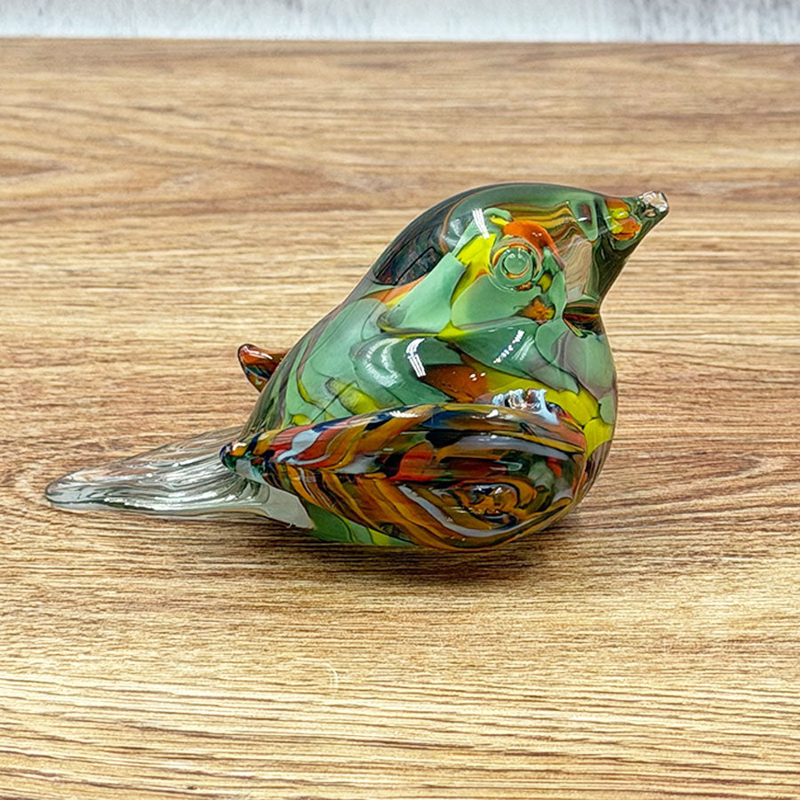 Pajarito de vidrio soplado de colores