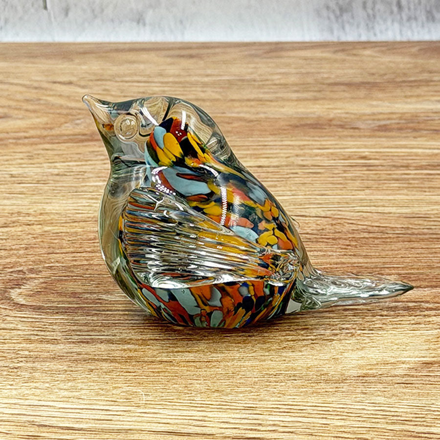 Pajarito de vidrio soplado de colores