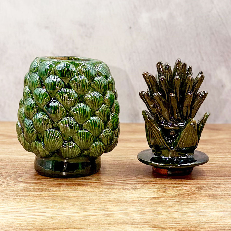 Barrel pineapple made of glazed clay