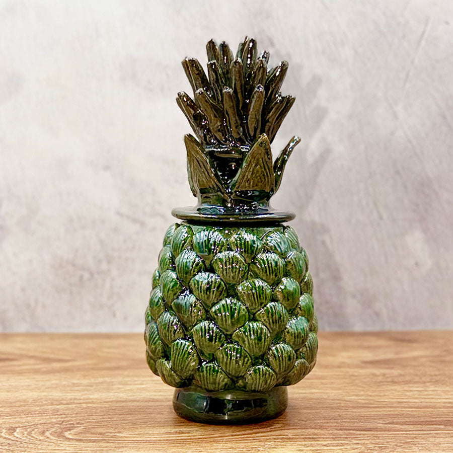 Barrel pineapple made of glazed clay