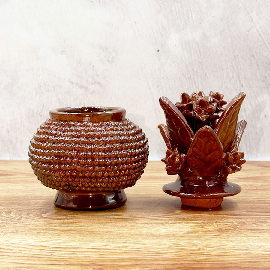 Mini glazed clay pineapple with little balls