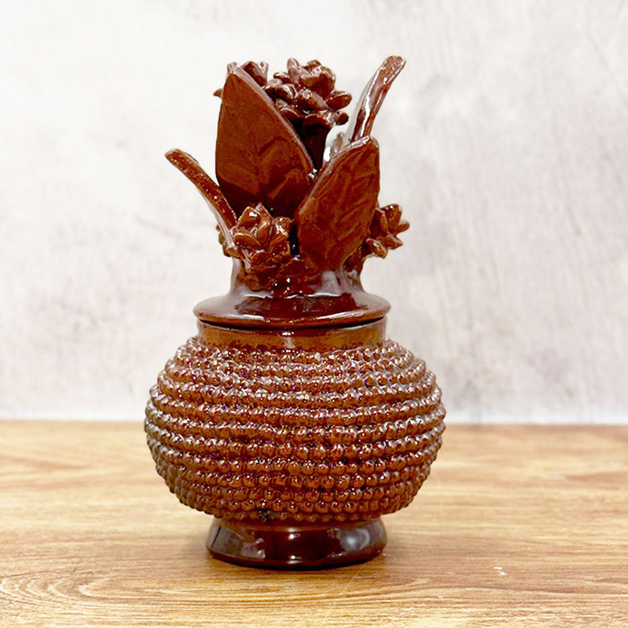Mini glazed clay pineapple with little balls