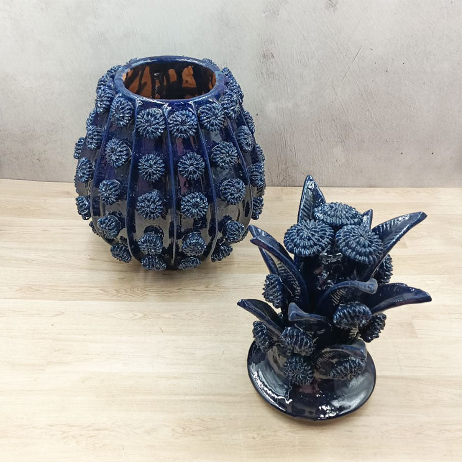 Piña rueditas barro vidriado