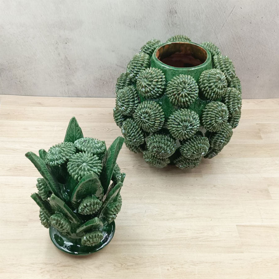 Piña rueditas barro vidriado