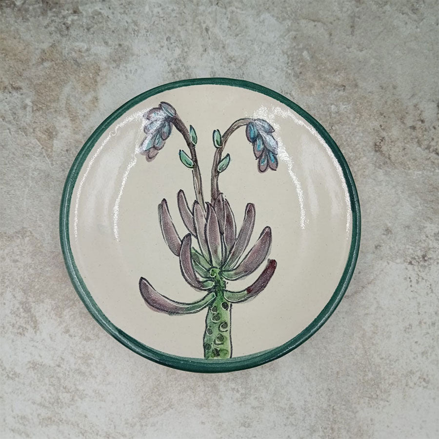 Plate decorated with a green rim