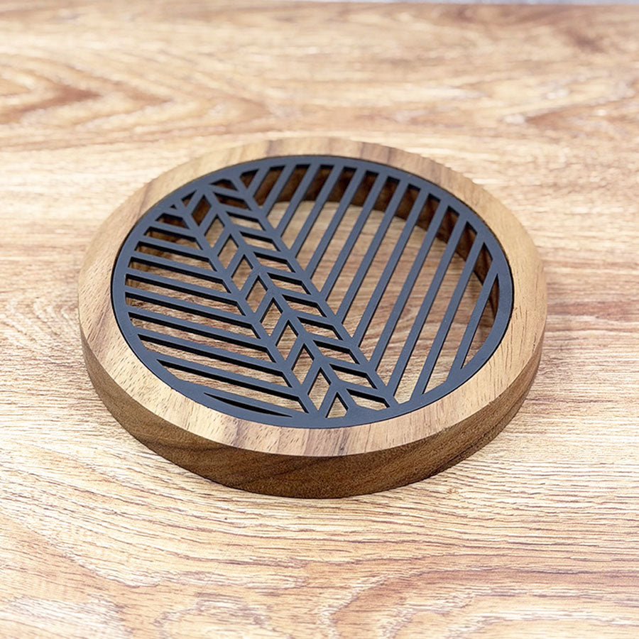Wooden and metal trivet