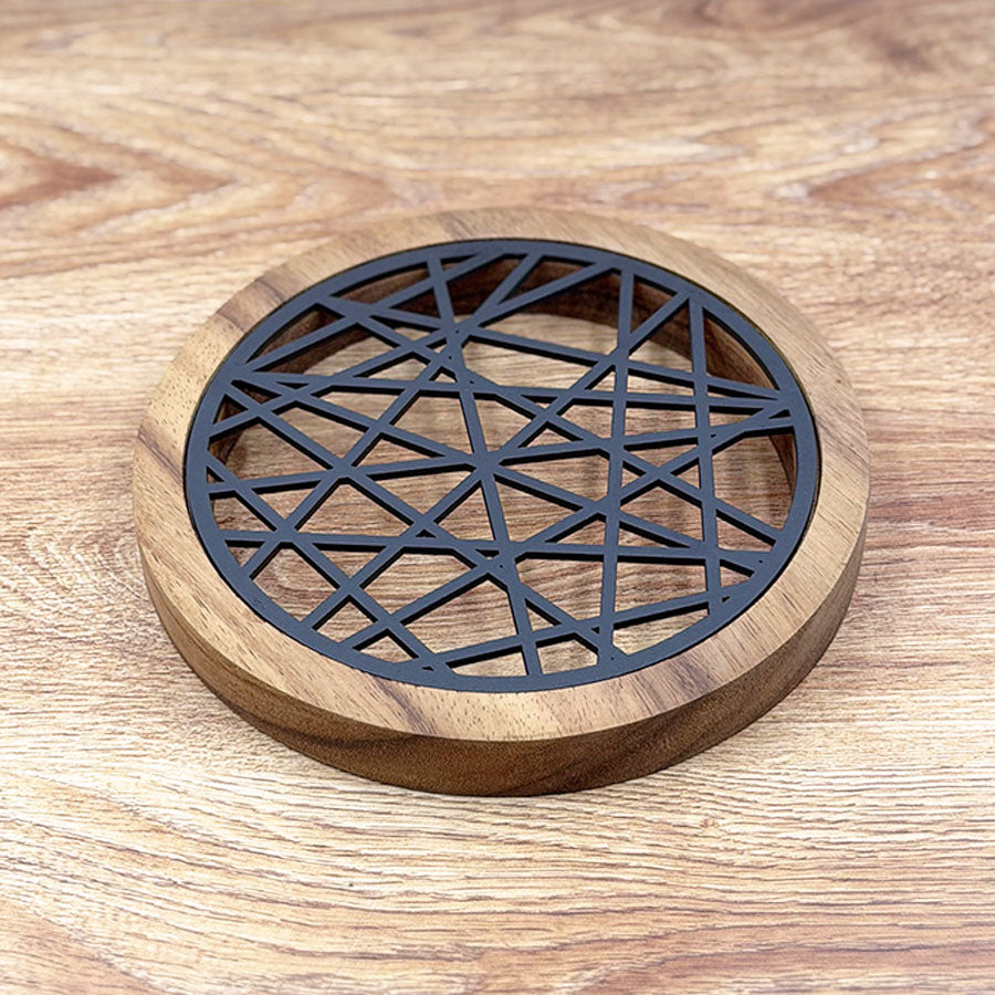 Wooden and metal trivet