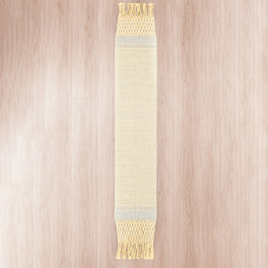 Rebozo beige y azul